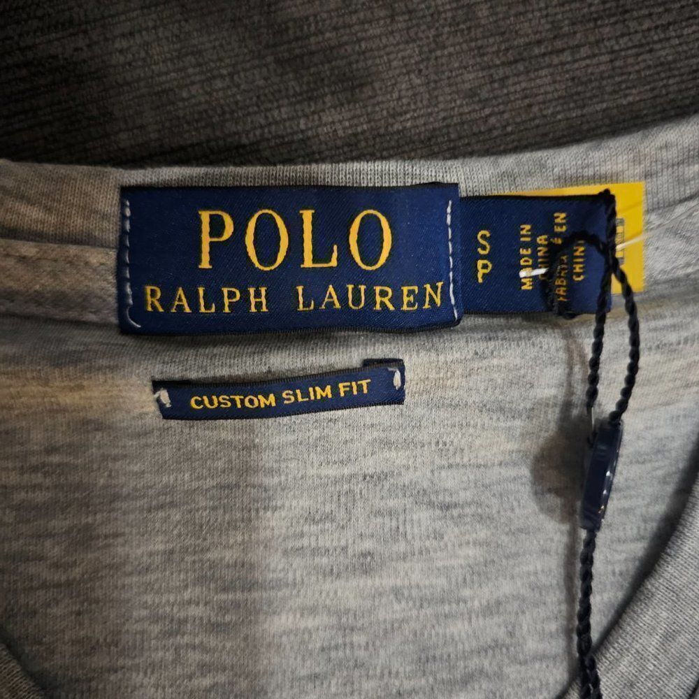 Polo Ralph Lauren Men's Grey Heather Custom Slim Fit V-Neck T-Shirt Size Small - Picture 6 of 8